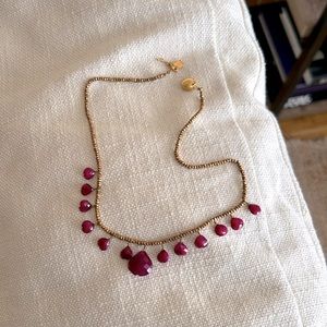 Gold Plated Sterling Silver Magenta Stone Necklace